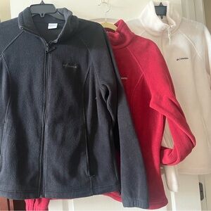 Columbia Fleece Jacket Trio - Black, Red, White.